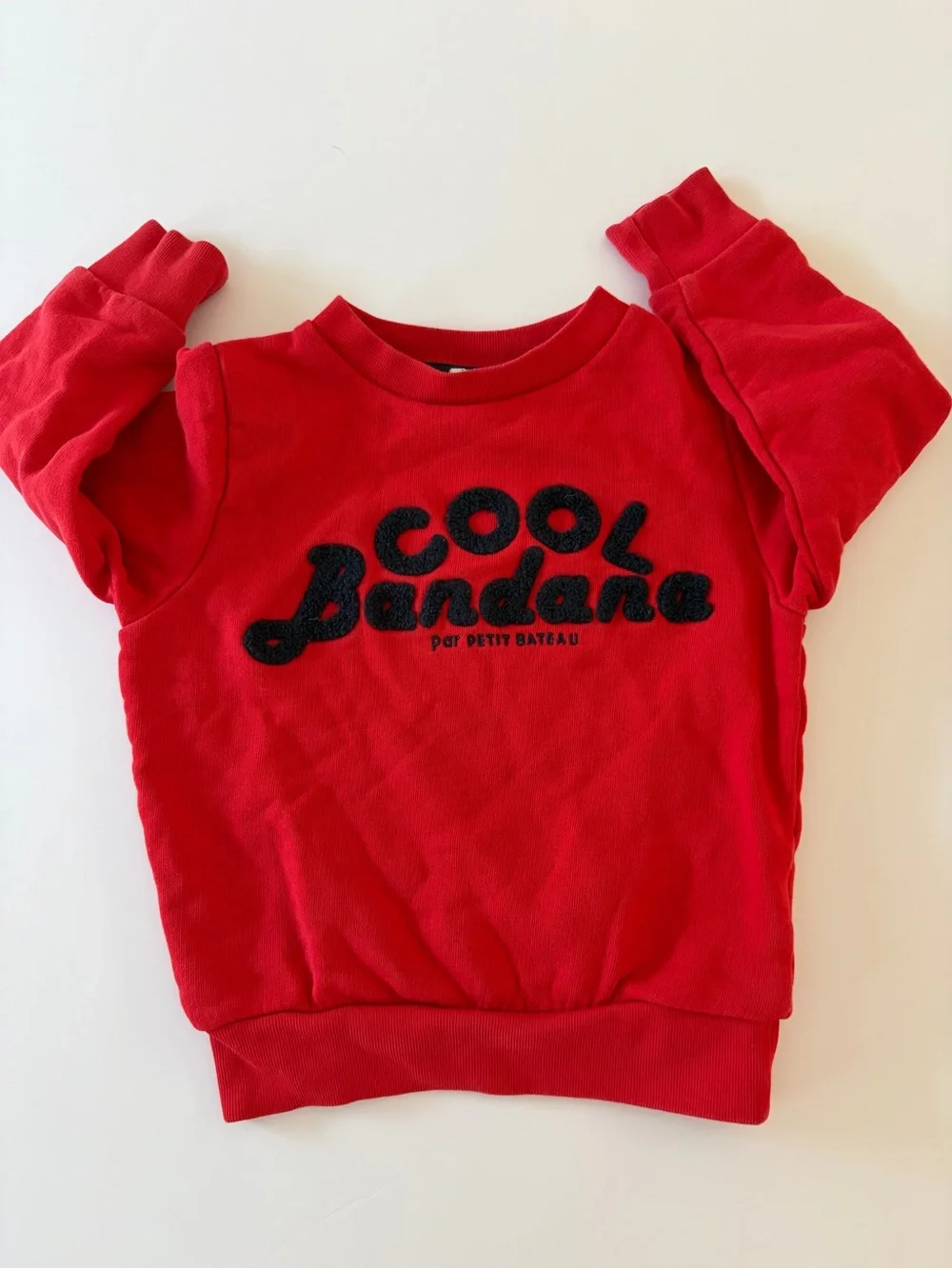 Petit Bateau Toddler Boys Red Crewneck Pullover 100% Cotton 3T